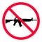 No weapon sign. Sign prohibited gun. Sign forbidden weapons. No guns allowed sign. Weapons banned.