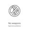 no weapons icon vector from signal and prohibitions collection. Thin line no weapons outline icon vector illustration. Linear