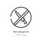 no weapons outline icon. isolated line vector illustration from traffic signs collection. editable thin stroke no weapons icon on