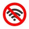 No wifi forbidden sign, red prohibition symbol