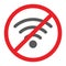 No wifi glyph icon, prohibited and ban, internet forbidden sign, vector graphics, a solid pattern on a white background.