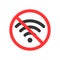 No Wifi icon. You can not use Wi Fi here. Vector illustration