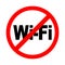 No wifi signal icon. Bright warning, restriction sign on a white background