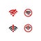 No wifi signal icon, no wifi sign symbol on white background, Wireless wifi icon sign flat design vector illustration set