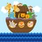 Noah`s ark full of animals aboard