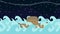 Noah`s Ark Sailing in the Sea on a on a Starry Night Background