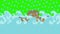 Noah`s Ark Sailing in the Sea Under Rain on a Green Screen