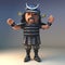 Noble Japanese samurai warrior cheers heartily, 3d illustration