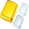 Noble metal bars. Gold, silver and platinum