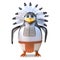Noble native American Indian chief penguin stands resolute, 3d illustration