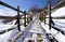 Noboribetsu onsen and walkway bridge hell valley snow