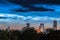 Noctilucent clouds and comet Neowise shining above city of Vilnius