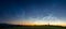 Noctilucent clouds. Night glowing silvery clouds.  wide panorama