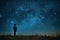 Nocturnal Astronomer starry child boy sky night. Generate Ai