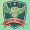 Nocturnal Badge and Owl Sign Vector Illustration