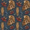 Nocturnal Birds and Animals Seamless Pattern