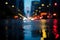 Nocturnal downpour A cars perspective amid the rain soaked cityscape