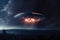 Nocturnal encounter, Alien spaceship UFO soars under moonlit sky