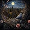 Nocturnal Nests: Bird's nests with cityscapes or night skies