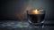 Nocturnal Radiance: Black Candle Illuminating a Matte Blurred Setting