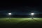 Nocturnal Radiance: Spotlight Glow on Empty Grass Field.