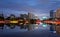 Nocturne view of the lake in the Yantan Park in Lanzhou China