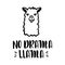 Nodrama Llama vector quote with hand drawn llama. Llama motivational and inspirational quote. Simple cool white llama head