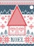 Noel Christmas pattern with winter wonderland village , seamless pattern elements inspired by Nordic festive winter cross stitch