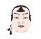 Noh mask of Kasshiki, young Japanese man. Kabuki theater human face with bangs. Theatrical Japan boy head. Oriental