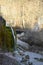 Nohn, Germany - 01 13 2021: DreimÃ¼hlenwasserfall seen from above, two rivers and bridges