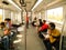 Noida , Utter pardesh , India - May 19 2022 , A picture of inside metro Train with selective focus