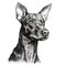 Noir Comic Art: Realistic Doberman Pinscher Dog Portrait
