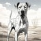 Noir Comic Art Style Illustration Of Dalmatian Dog In Field