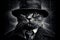 noir detective smoke rain Cat character illustration generative ai