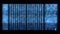Noisy distorted glitched fast long scrolling programming security hacking code data flow stream on blue display new