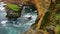 Noisy water under a rock. Ocean in the Iceland