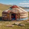 Nomadic Tents (Yurt) at the Song Kol Lake, Kyrgyzstan. Generative AI