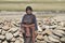 Nomadic woman  near the high altitude lake of Tso Moriri