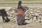 Nomadic woman  near the high altitude lake of Tso Moriri