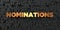 Nominations - Gold text on black background - 3D rendered royalty free stock picture