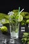 Non-alcoholic mojito with lime, mint and ice