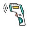 Non-contact infrared thermometer color line icon. Epidemic prevention. Pictogram for web page, mobile app, promo.