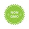 Non GMO Green Stamp. Free Genetically Modified Product Label. Bio Eco Ingredients for Vegan Symbol. Vegetarian Healthy