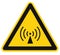 Non-ionizing radiation hazard safety area, danger warning sign sticker label, large icon signage, isolated black triangle yellow