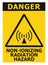 Non-ionizing radiation hazard safety area, danger warning text sign sticker label, large icon signage, isolated black triangle