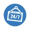 Non-stop, open shop, 24 hours & 7 days sign icon