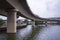 Non-stop speedway Kuril Flyover with cloudy sky and lake in Dhaka Bangladesh