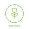 Non Toxic Proven Line Green Icon. No Toxin Chemical Safety Product Guarantee Outline Pictogram. Free Toxic Certified