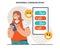 Non-verbal communication. Character sending texts with emojis