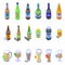 Nonalcoholic beer icons set isometric vector. Can bottle